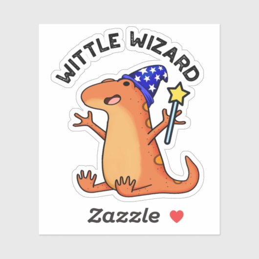 Wittle Wizard Funny Lizard Pun Sticker (Vel)