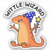 Wittle Wizard Funny Lizard Pun Sticker (Voorkant)