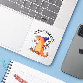 Wittle Wizard Funny Lizard Pun Sticker (Laptop met iPhone)