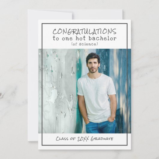 Witty Bachelor of Science Photo Graduation Party Kaart (Voorkant)
