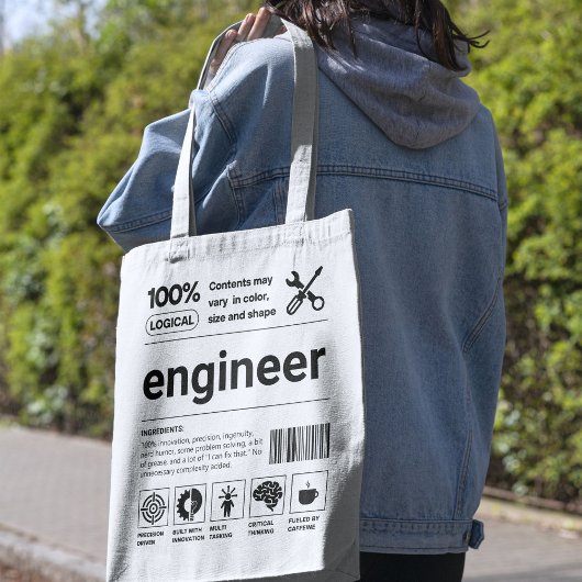 Witty Barcode Engineer Definition Engineering Gift Tote Bag