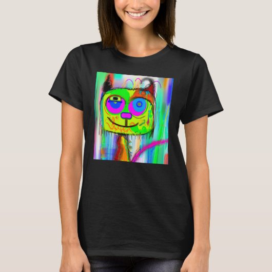 Witty cat meow humoristisch kat portret schattige t-shirt (Voorkant)
