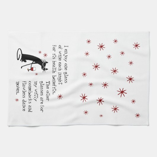 Witty Comebacks Wijn Quote Zwart Kat Theedoek (Horizontaal)