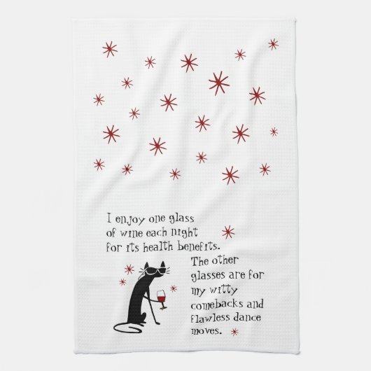 Witty Comebacks Wijn Quote Zwart Kat Theedoek (Verticaal)