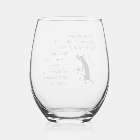 Witty Comebacks Wijn Quote Zwart Kat Wijnglas Zonder Voet (Achterkant)