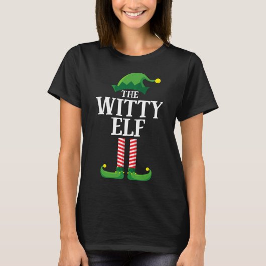 Witty Elf Bijpassende Familie Kerstmis Party T-shirt (Voorkant)