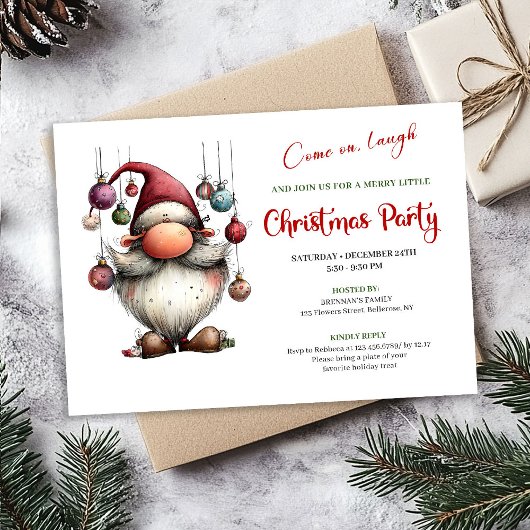 Witty Funny Santa Classic Christmas Party Invite Kaart