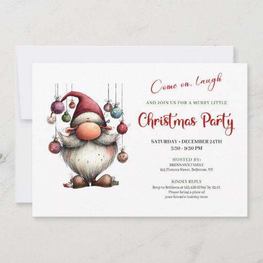 Witty Funny Santa Classic Christmas Party Invite Kaart (Voorkant)