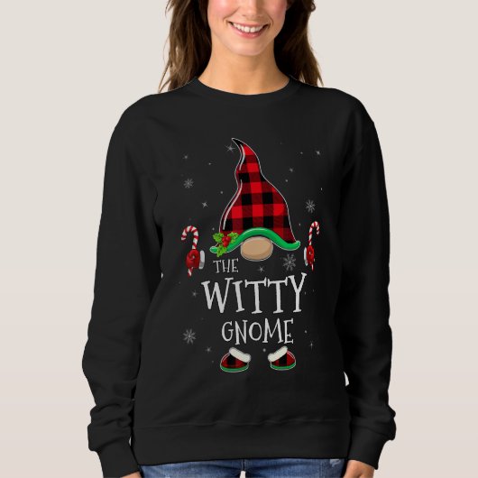 Witty Gnome Buffalo Plaid Matching Family Christma Trui (Voorkant)