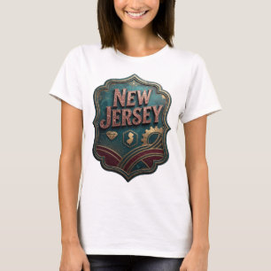 Witty Gold NEW JERSEY Tekst Ontwerp T-shirt