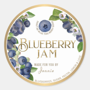 Witty Logo Design Elegant Blueberry Jam PReserves Ronde Sticker