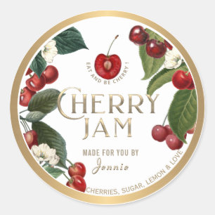 Witty Logo Design Elegant Cherry Jam PReserves Ronde Sticker
