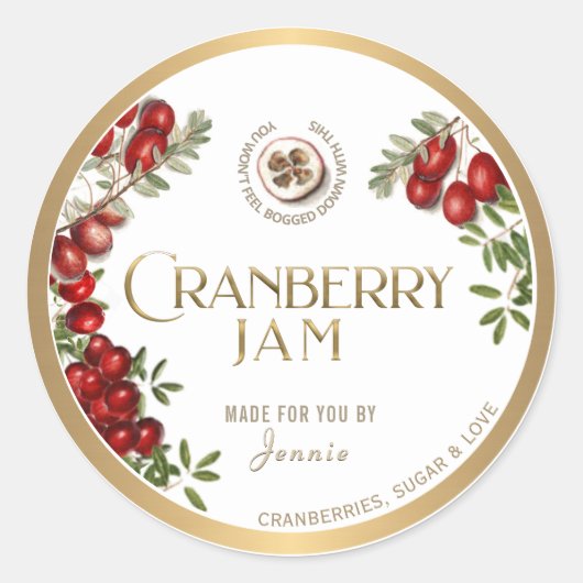 Witty Logo Design Elegant Cranberry Jam PReserves Ronde Sticker (Voorkant)