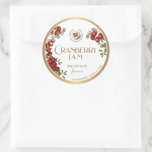 Witty Logo Design Elegant Cranberry Jam PReserves Ronde Sticker (Tas)