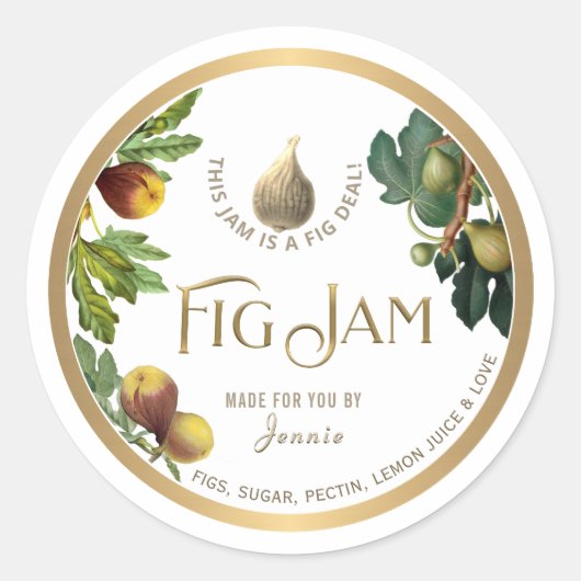 Witty Logo Design Elegant Fig Jam PReserves Classi Ronde Sticker (Voorkant)