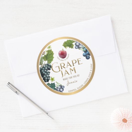 Witty Logo Design Elegant Grape Jam Jelly Ronde Sticker (Envelop)