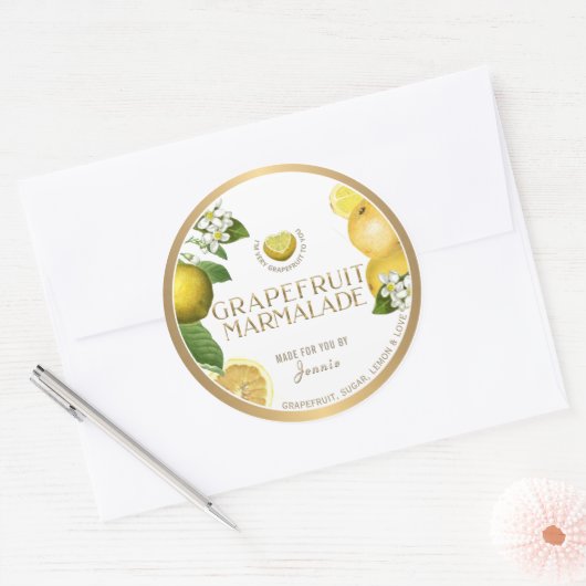 Witty Logo Design Elegant Grapefruit Marmalade Ronde Sticker (Envelop)