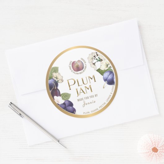 Witty Logo Design Elegant Plum Jam PReserves Ronde Sticker (Envelop)