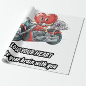 witty relationship quote gift heart riding bike cadeaupapier (Uitgerold)