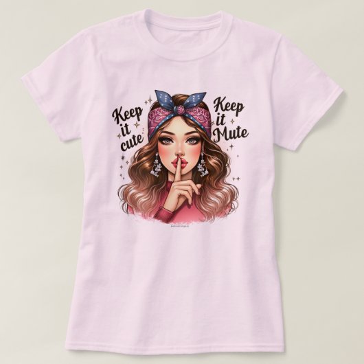 Witty Retro Girl T-Shirt – Houd het Schattige & Mu (Design voorkant)