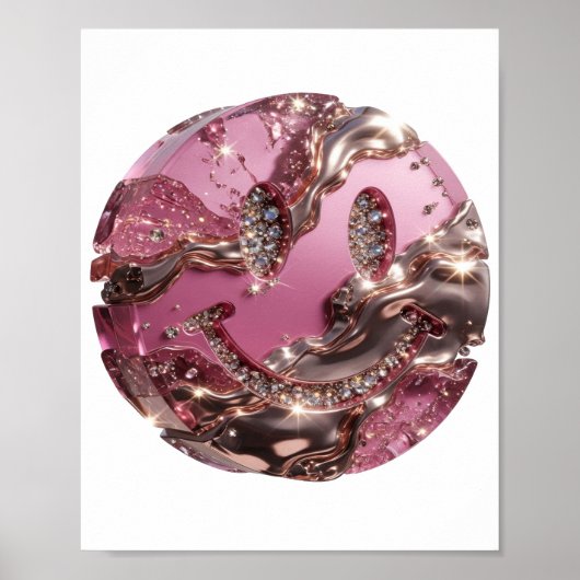 Witty Silver HAPPY FACE Slogan Design Poster (Voorkant)
