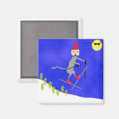 Witty Ski Kat krijgt grote lucht Magneet (Voorkant / Achterkant)