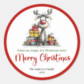 Witty whimsical reindeer sticker funny deer doodle (Voorkant)