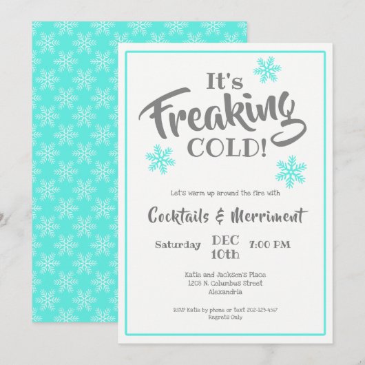 Witty Winter Cocktail Party Kaart (Voorkant / Achterkant)