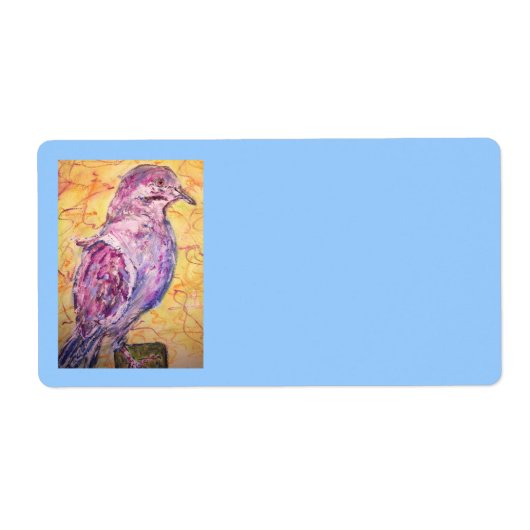 Witvleugelige Dove art Etiket (Voorkant)