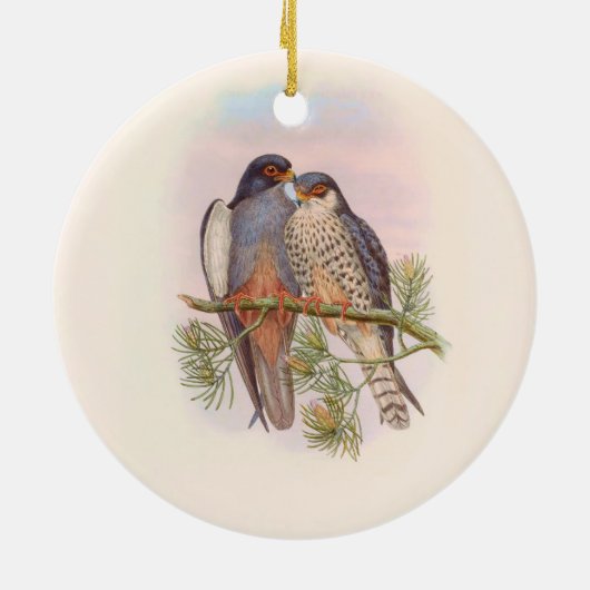 Witvleugelige rode torenvalk keramisch ornament (Achterkant)