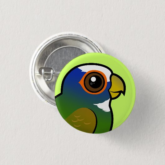 Witvolle papegaai ronde button 3,2 cm (Voorkant /achterkant)