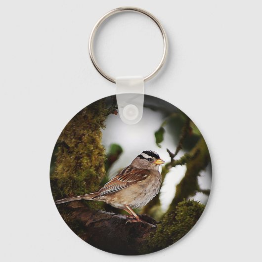 Witvolle Sleutelhanger van de Sparrow Bird (Voorkant)