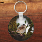 Witvolle Sleutelhanger van de Sparrow Bird (Voorkant)