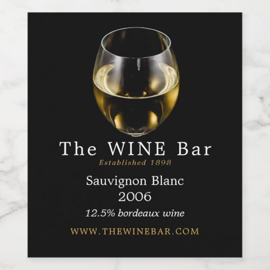 Witwijn Glas, Wijnbar/Wijnmakerij Wijn Etiket (Enkel label)