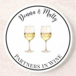 Witwijnpartners in wijn drinken zandsteen onderzetter