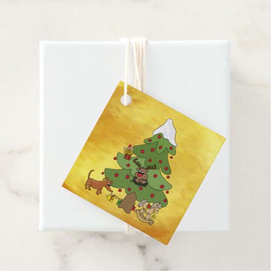 Witziger Weihnachtsbaum Bedankjes Labels (In situ)