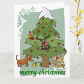 Witziger Weihnachtsbaum Kaart (Gele Bloem)