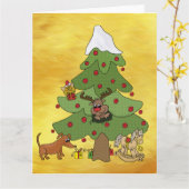 Witziger Weihnachtsbaum Kaart (Gele Bloem)