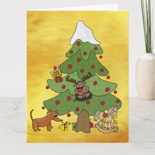 Witziger Weihnachtsbaum Kaart (Voorkant)