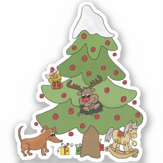 Witziger Weihnachtsbaum Sticker (Voorkant)