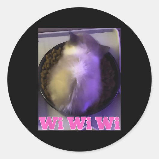 Wiwiwi Cat Meme Ronde Sticker (Voorkant)