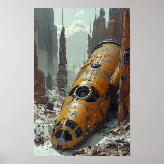 Wix 3D realistische foto: de gecrashte alien space Poster (Voorkant)