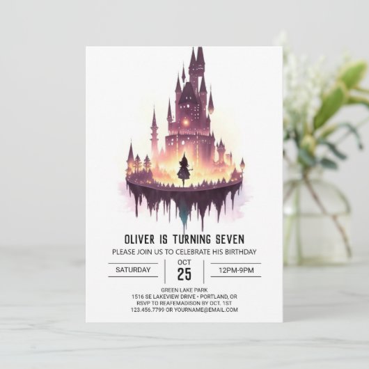 Wizard Aangepaste Uitnodiging voor verjaardag (Staand voorkant)