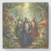 Wizard and forest mushroom fantasy stone coaster d stenen onderzetter (Voorkant)