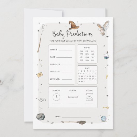 Wizard Baby shower Baby Prediction Game Kaart (Voorkant)
