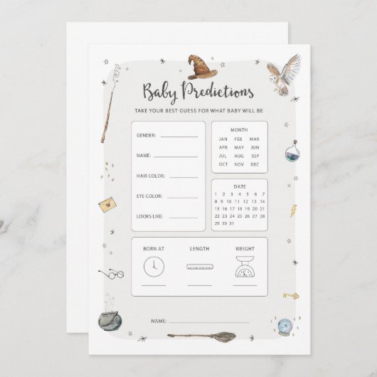 Wizard Baby shower Baby Prediction Game Kaart (Voorkant / Achterkant)