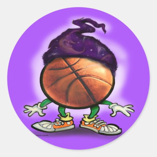 Wizard Basketball Ronde Sticker (Voorkant)