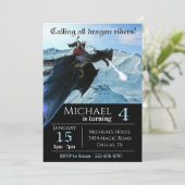 wizard Blue Ice Snow Dragon Rider Birthday Kaart (Staand voorkant)