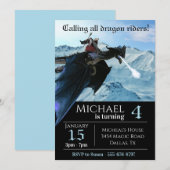 wizard Blue Ice Snow Dragon Rider Birthday Kaart (Voorkant / Achterkant)