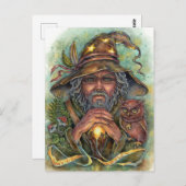 Wizard Briefkaart Forest Fantasy Magische Uil (Voorkant / Achterkant)